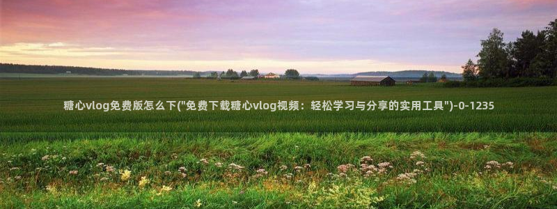  免费糖心vlog：糖心vlog免费版怎么下(\